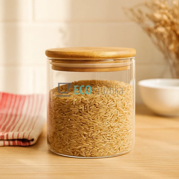 Ємність 950 мл, для сипких продуктів 9.5х14 см із бамбук ...