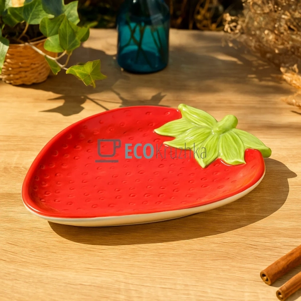 Керамічна тарілка "Strawberry", 26x20.5x3 см, червона, м ...