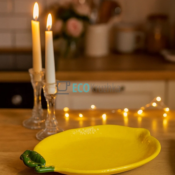 Тарілка керамічна Лимон, 30 х 18см, Жовтий (928-054) Тарілка керамічна Лимон, 30 х 18см, Жовтий (928-054)