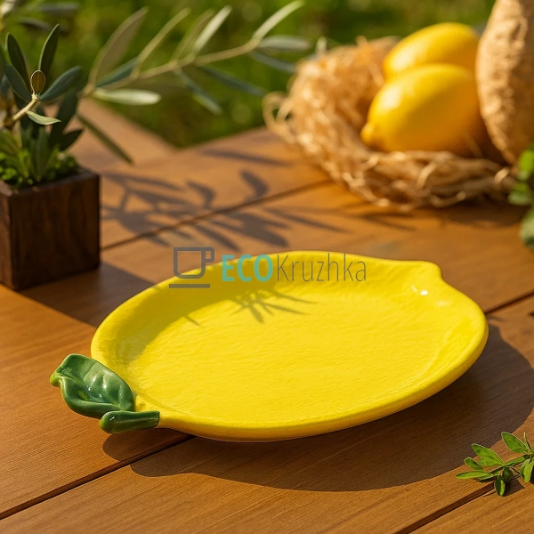Тарілка керамічна Лимон, 30 х 18см, Жовтий (928-054) Тарілка керамічна Лимон, 30 х 18см, Жовтий (928-054)