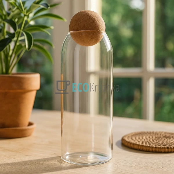 Ємність для води 1100 мл з боросилікатного скла з пробко ... Ємність для води 1100 мл з боросилікатного скла з пробко ...