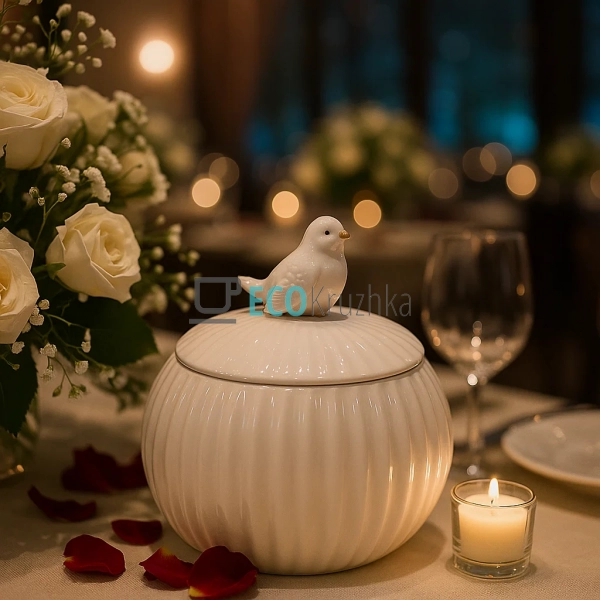 Банка порцелянова 750мл, з фігурною пташкою Білий глянец ... Банка порцелянова 750мл, з фігурною пташкою Білий глянец ...