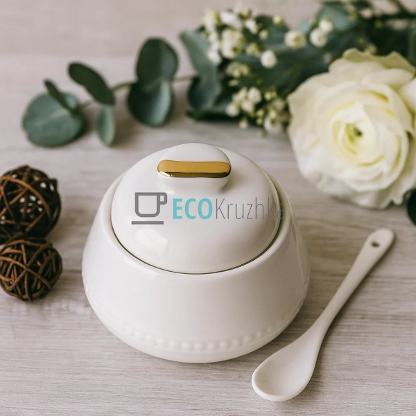 Цукорниця з ложкою 300 мл порцелянова Valencia (990-121) Цукорниця з ложкою 300 мл порцелянова Valencia (990-121)