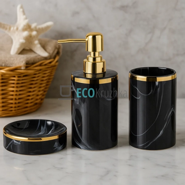 Набір "Luxury Marble" для ванної кімнати: дозатор 350 мл ... Набір "Luxury Marble" для ванної кімнати: дозатор 350 мл ...