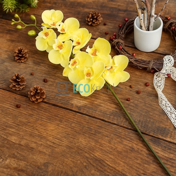 Штучна латексна орхідея, 9 квіток, 15x103 см, жовта (140 ... Штучна латексна орхідея, 9 квіток, 15x103 см, жовта (140 ...