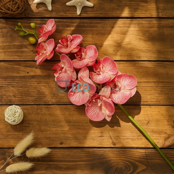 Штучна латексна орхідея, 9 квіток, 15x103 см, яскраво-ро ... Штучна латексна орхідея, 9 квіток, 15x103 см, яскраво-ро ...