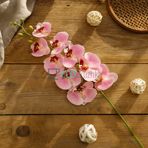 Штучна латексна орхідея, 9 квіток, 15x103 см, рожева (14 ... Штучна латексна орхідея, 9 квіток, 15x103 см, рожева (14 ...