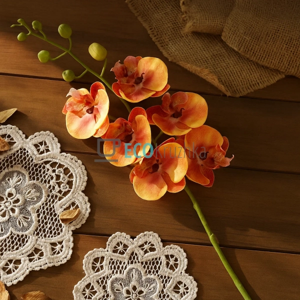 Штучна латексна орхідея, 6 квіток, 14x74 см, помаранчева ... Штучна латексна орхідея, 6 квіток, 14x74 см, помаранчева ...