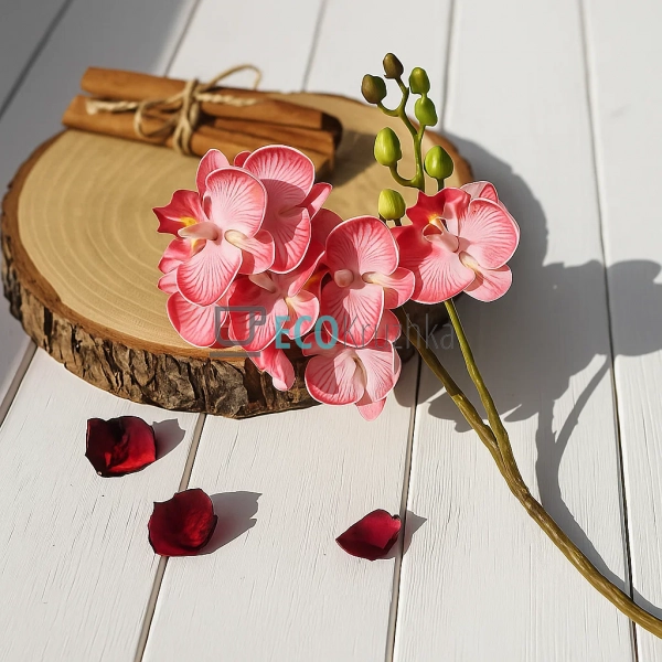 Штучна латексна орхідея, 8 квіток, розмір 16x60 см, яскр ... Штучна латексна орхідея, 8 квіток, розмір 16x60 см, яскр ...