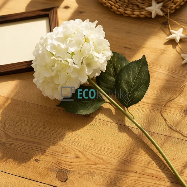 Декоративна гілка білої гортензії 92 см знімне суцвіття ... Декоративна гілка білої гортензії 92 см знімне суцвіття ...