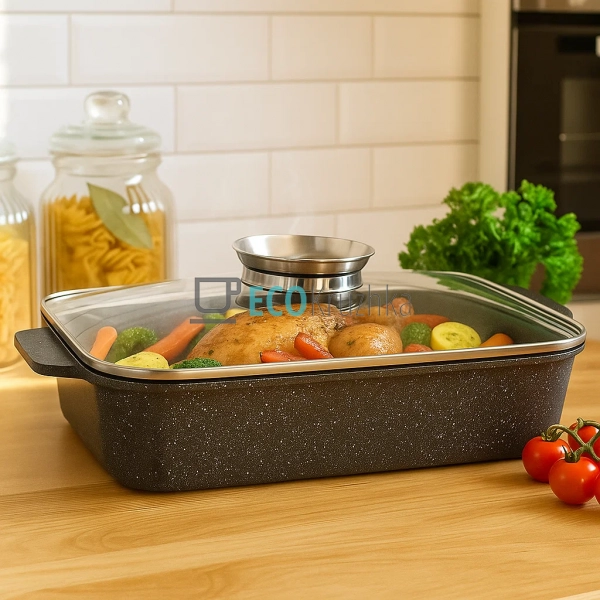 Жаровня алюмінієва з мармуровим покриттям 4.7 л з кришко ... Жаровня алюмінієва з мармуровим покриттям 4.7 л з кришко ...