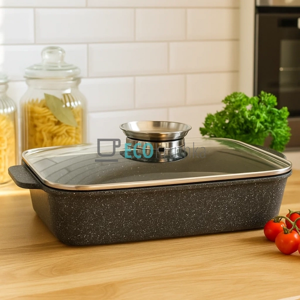 Жаровня алюмінієва з мармуровим покриттям 4.7 л з кришко ... Жаровня алюмінієва з мармуровим покриттям 4.7 л з кришко ...