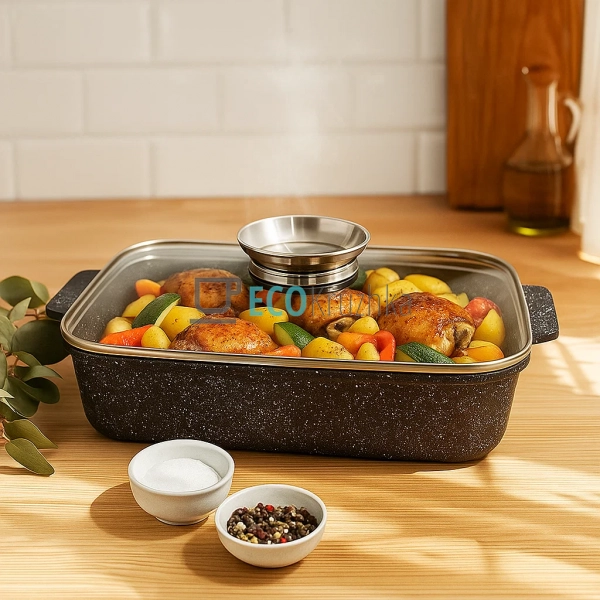 Жаровня алюмінієва з мармуровим покриттям 4 л з кришкою  ... Жаровня алюмінієва з мармуровим покриттям 4 л з кришкою  ...