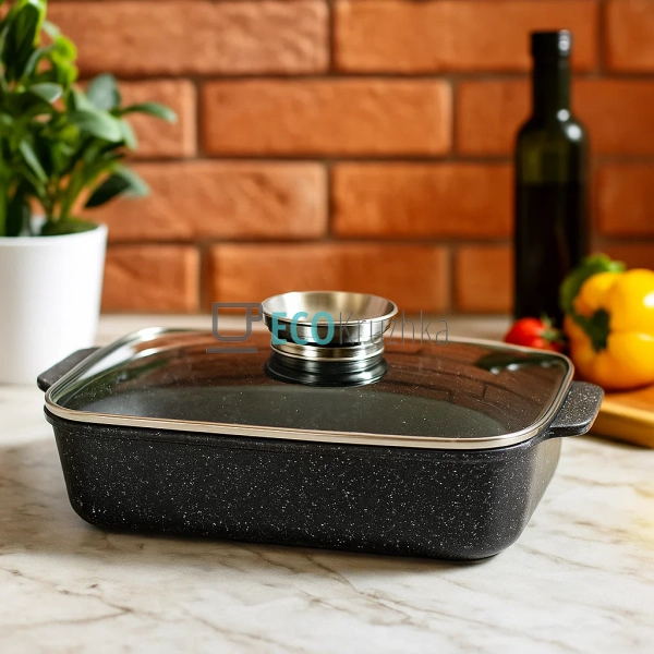 Жаровня алюмінієва з мармуровим покриттям 3.2 л з кришко ... Жаровня алюмінієва з мармуровим покриттям 3.2 л з кришко ...