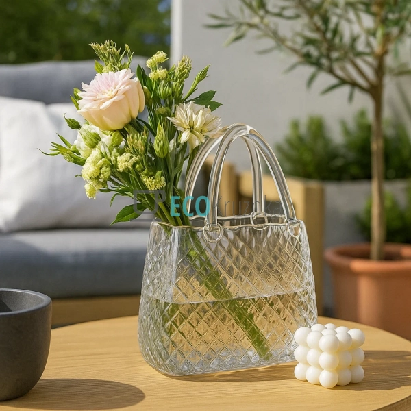 Ваза з прозорого скла у формі Сумочки 16.5 х 8.5 х 28 см ...