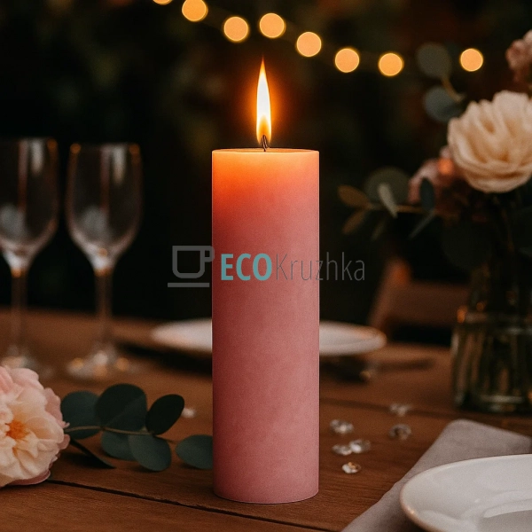 Свічка циліндрична 20см, колір - персиковий C06_20_1-2.2 Свічка циліндрична 20см, колір - персиковий C06_20_1-2.2