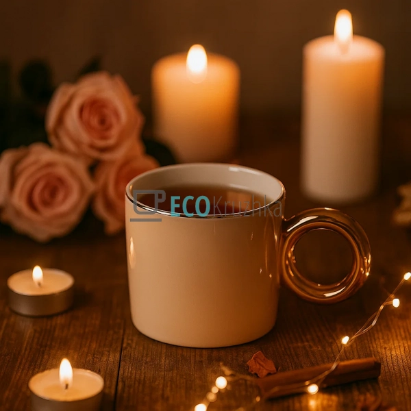 Кухоль порцеляновий з золотою ручкою "Бублик", 300 мл Бе ... Кухоль порцеляновий з золотою ручкою "Бублик", 300 мл Бе ...