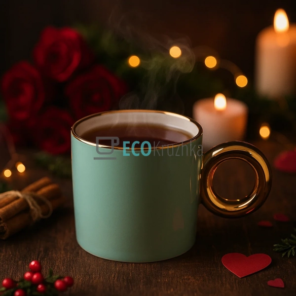 Кухоль порцеляновий з золотою ручкою "Бублик", 300 мл М Кухоль порцеляновий з золотою ручкою "Бублик", 300 мл М