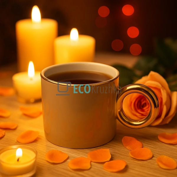 Кухоль порцеляновий з золотою ручкою "Бублик", 300 мл Ко ... Кухоль порцеляновий з золотою ручкою "Бублик", 300 мл Ко ...