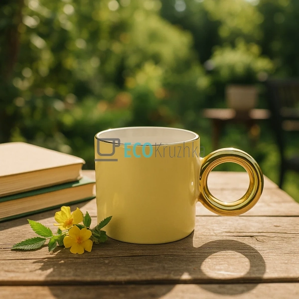 Кухоль порцеляновий з золотою ручкою "Бублик", 300 мл Жо ... Кухоль порцеляновий з золотою ручкою "Бублик", 300 мл Жо ...