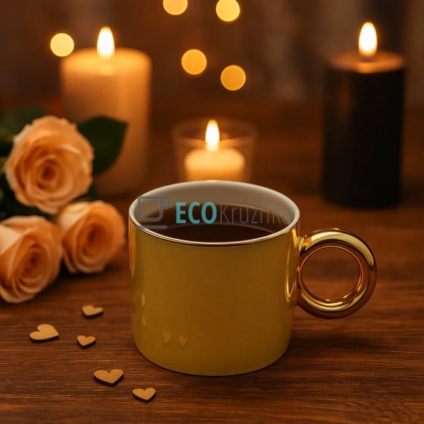 Кухоль порцеляновий з золотою ручкою "Бублик", 300 мл Жо ... Кухоль порцеляновий з золотою ручкою "Бублик", 300 мл Жо ...