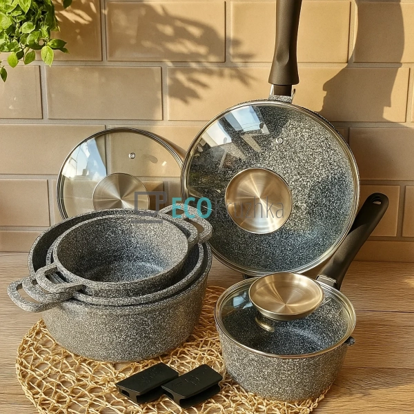 Набір посуду із мармуровим покриттям 10 предметів Edenbe ...