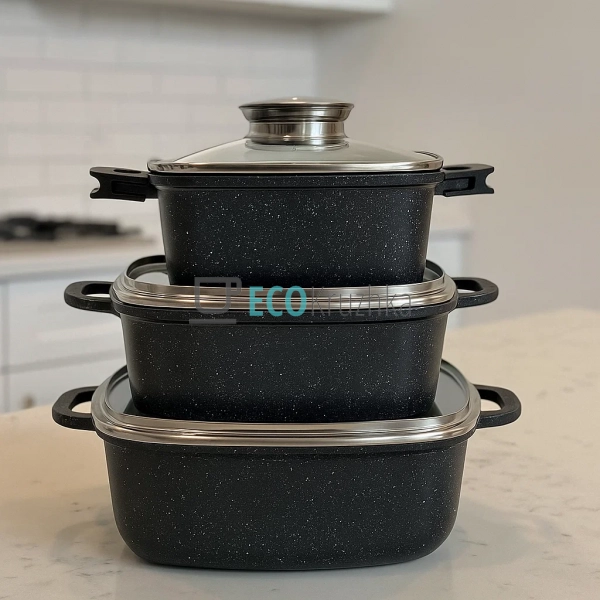 Набір каструль Edenberg 6 предметів з мармуровим антипри ... Набір каструль Edenberg 6 предметів з мармуровим антипри ...