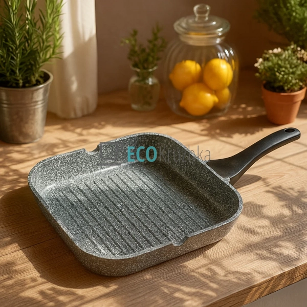 Сковорода-гриль 24 см, з гранітним покриттям та кришкою  ...