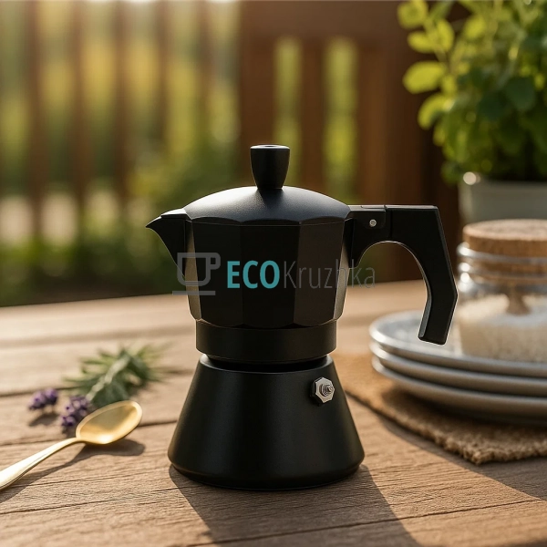 Гейзерна кавоварка на 3 чашки, алюмінієва, чорна Edenber ... Гейзерна кавоварка на 3 чашки, алюмінієва, чорна Edenber ...