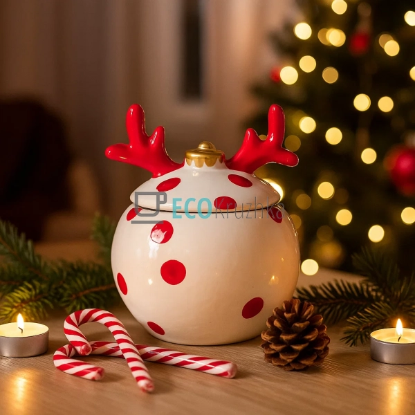 Цукорниця керамічна у формі "Ялинкової Кулі" з фігурною  ...