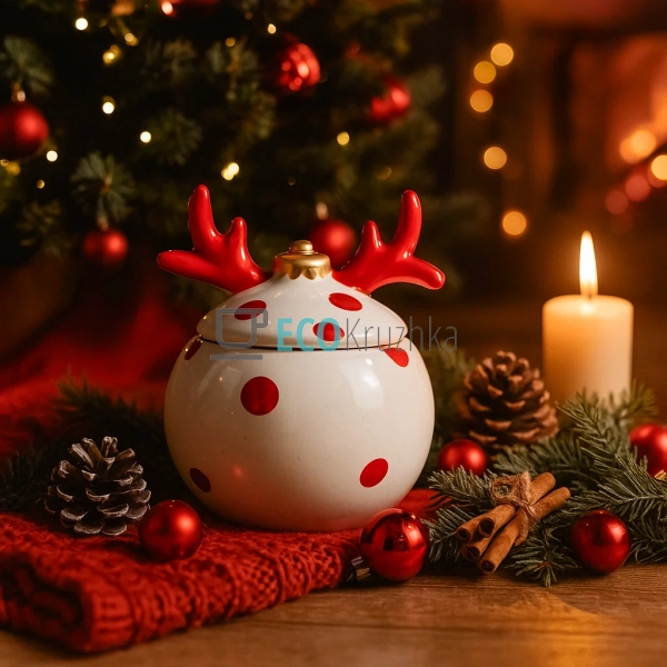 Цукорниця керамічна у формі "Ялинкової Кулі" з фігурною  ...