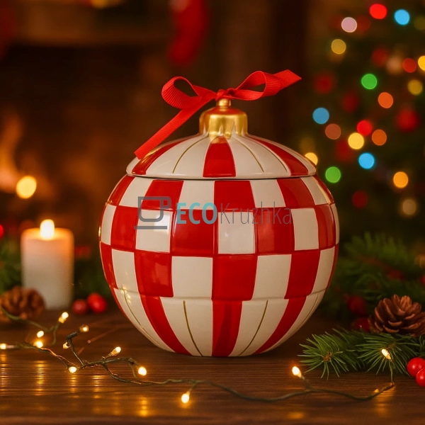 Банка керамічна у формі новорічної ялинкової кулі, 1.8 л ...