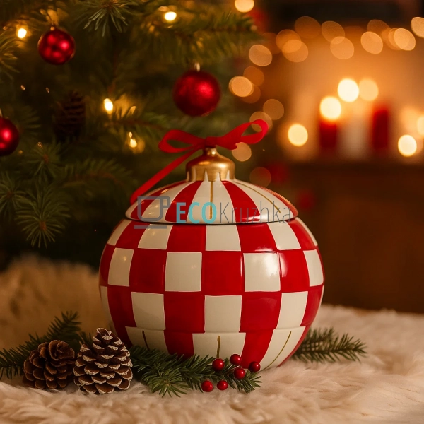 Банка керамічна у формі новорічної ялинкової кулі, 1.8 л ...