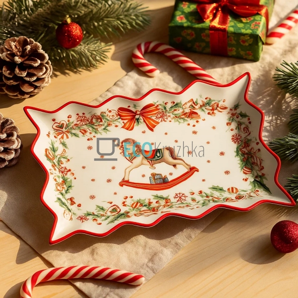 Блюдо прямокутне фігурне порцелянове "Різдвяна Фантазія" ... Блюдо прямокутне фігурне порцелянове "Різдвяна Фантазія" ...