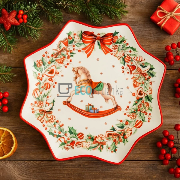 Блюдо фігурне порцелянове "Різдвяна Фантазія", 30см (498 ... Блюдо фігурне порцелянове "Різдвяна Фантазія", 30см (498 ...