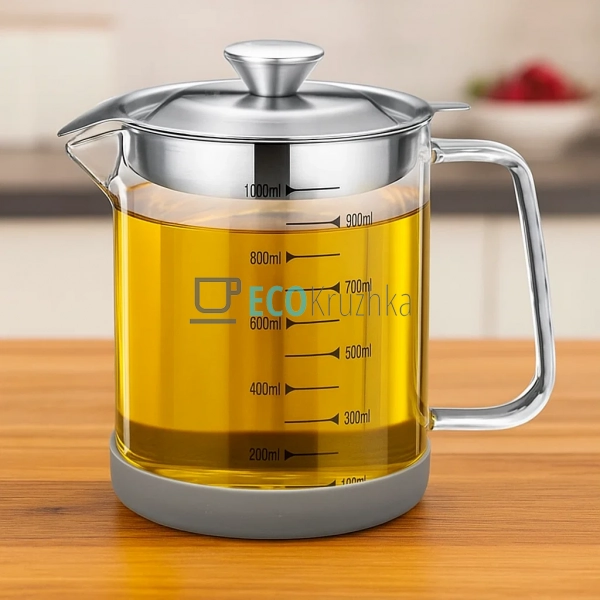 Скляний масляний резервуар 1 л, з фільтром для зберіганн ...