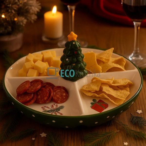 Керамічна менажниця "Зимова казка", 28х28х11 см (DK012-N ... Керамічна менажниця "Зимова казка", 28х28х11 см (DK012-N ...