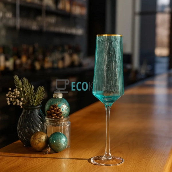 Келих для шампанського з блакитного скла Кристал 190 мл  ... Келих для шампанського з блакитного скла Кристал 190 мл  ...