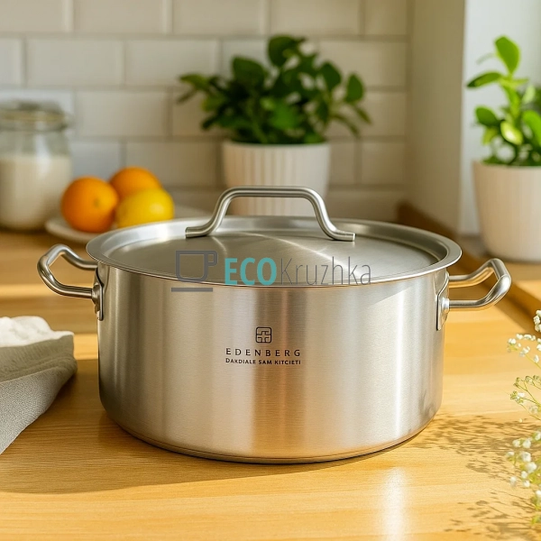 Каструля нержавіюча 12,7 л професійна з кришкою Edenberg ... Каструля нержавіюча 12,7 л професійна з кришкою Edenberg ...