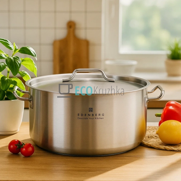 Каструля нержавіюча 13,6 л професійна з кришкою Edenberg ... Каструля нержавіюча 13,6 л професійна з кришкою Edenberg ...