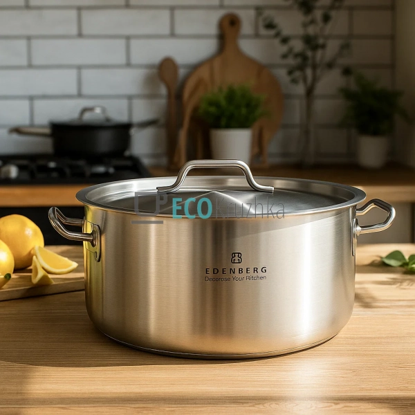 Каструля нержавіюча 17,3 л професійна з кришкою Edenberg ...
