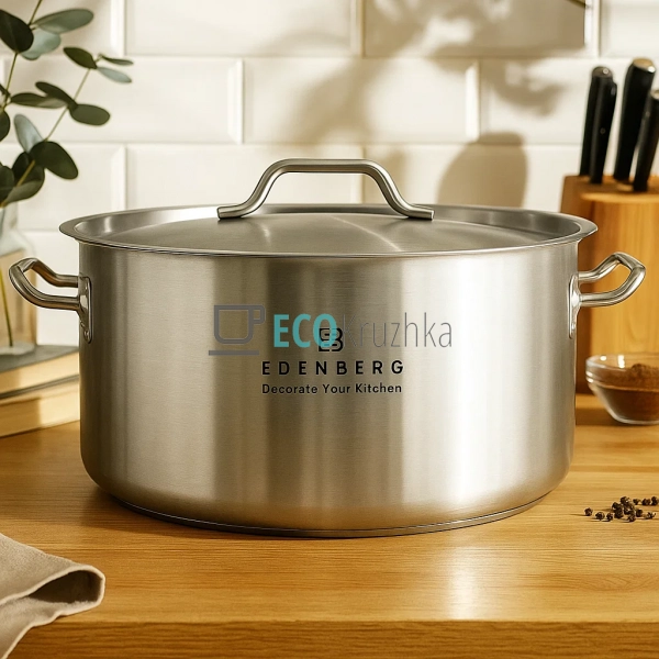 Каструля нержавіюча 21 л професійна з кришкою Edenberg E ...
