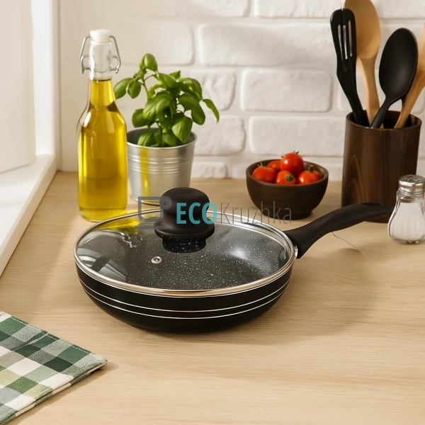 Сковорідка 20 см з кришкою та Мраморним покриттям EB-764