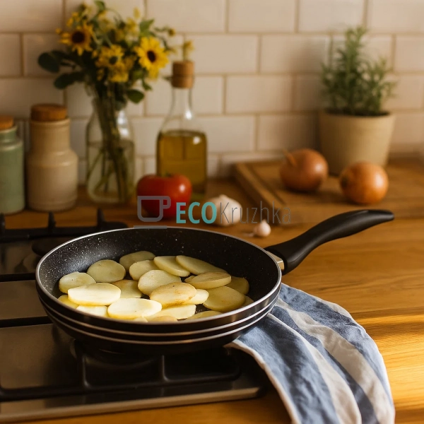Сковорідка 22 см з кришкою та Мраморним покриттям EB-765