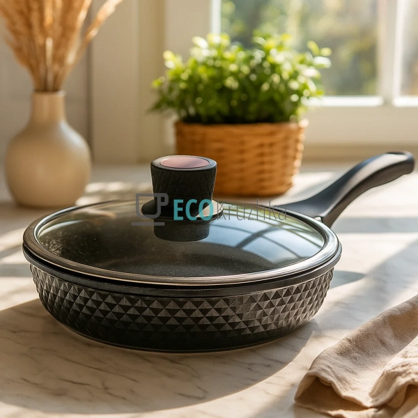 Глибока сковорода з кришкою та гранітним покриттям 24 х  ... Глибока сковорода з кришкою та гранітним покриттям 24 х  ...