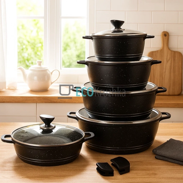 Набір каструль Edenberg 12 предметів з мармуровим антипр ...