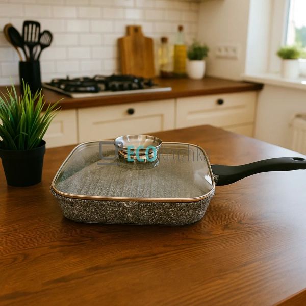 Сковорода-гриль 28 см, з гранітним покриттям та кришкою  ...