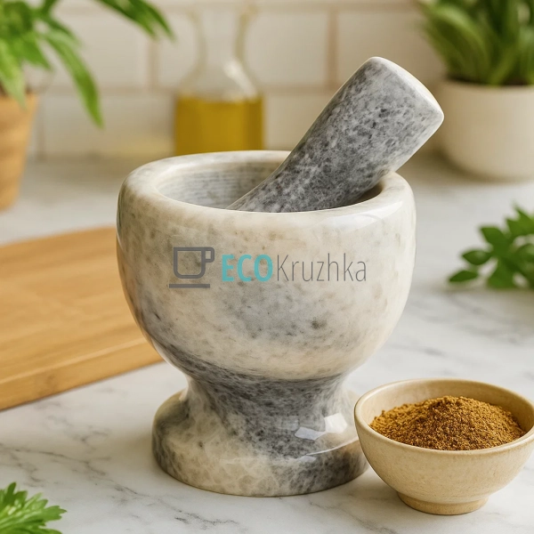 Ступка камяна з товкачем 13х13 см Сірий Frico FRU-060 Ступка камяна з товкачем 13х13 см Сірий Frico FRU-060