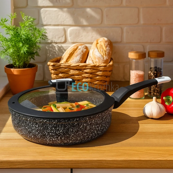 Сковорідка глибока з кришкою та Мраморним покриттям 26 с ... Сковорідка глибока з кришкою та Мраморним покриттям 26 с ...