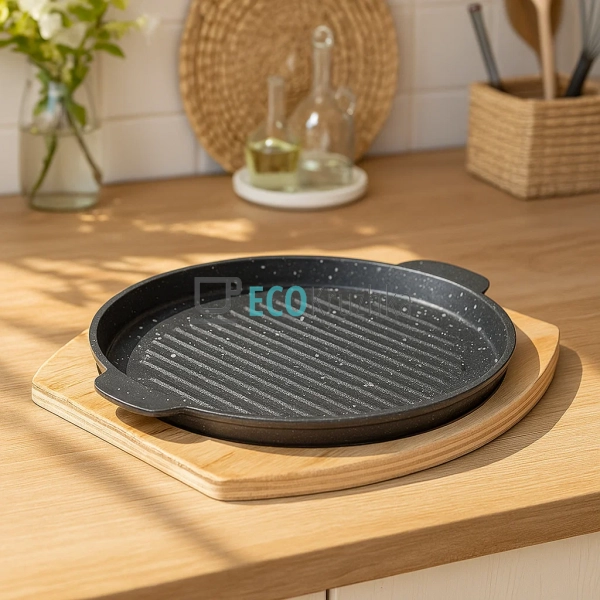 Чавунна сковорода-гриль 24x1,8 см на дерев